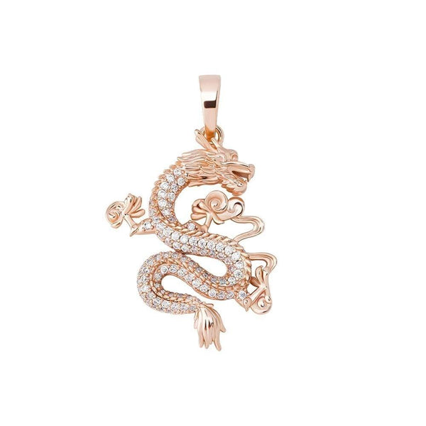 Iced Up London Pendant Rose Gold Plated / Rope Chain / 18inch Iced Out Pendant <br> Dragon <br> (Rose Gold)