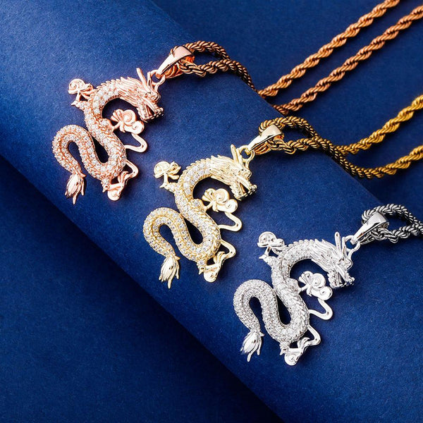 Iced Up London Pendant Iced Out Pendant <br> Dragon <br> (White Gold)