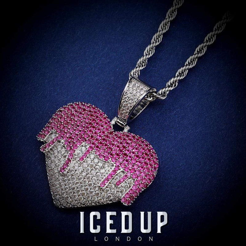 Iced Up London Pendant Iced Out Pendant <br> Dripping Heart <br> (Rose Gold)