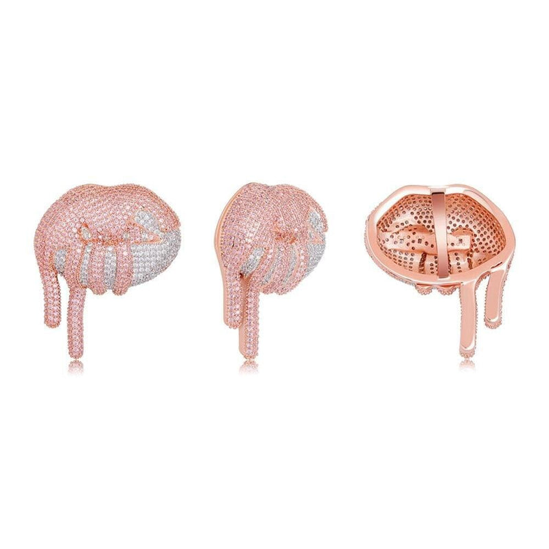 Iced Up London Pendant Iced Out Pendant <br> Dripping Lip <br> (Rose Gold)