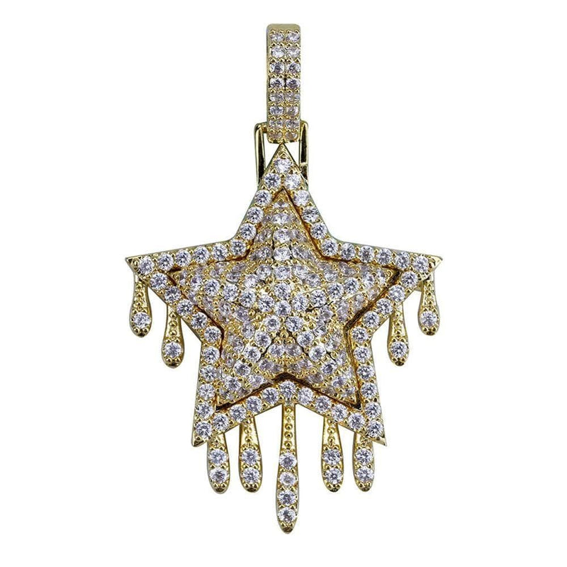 Iced Up London Pendant 18K Gold Plated / Rope Chain / 30 inch Iced Out Pendant <br> Dripping Star <br> (18K Gold)