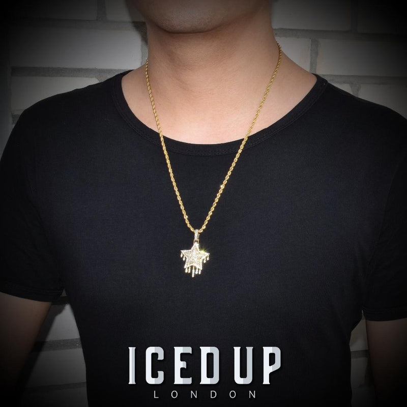 Iced Up London Pendant Iced Out Pendant <br> Dripping Star <br> (18K Gold)