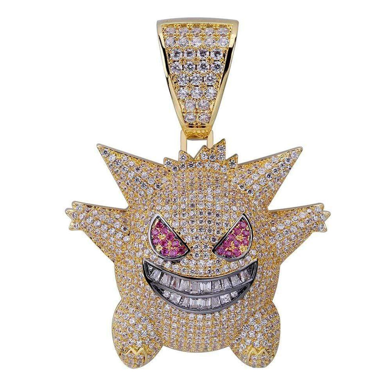 Iced Up London Pendant 18K Gold Plated / Rope Chain / 18 inch Iced Out Pendant <br> Gengar <br> (18K Gold)