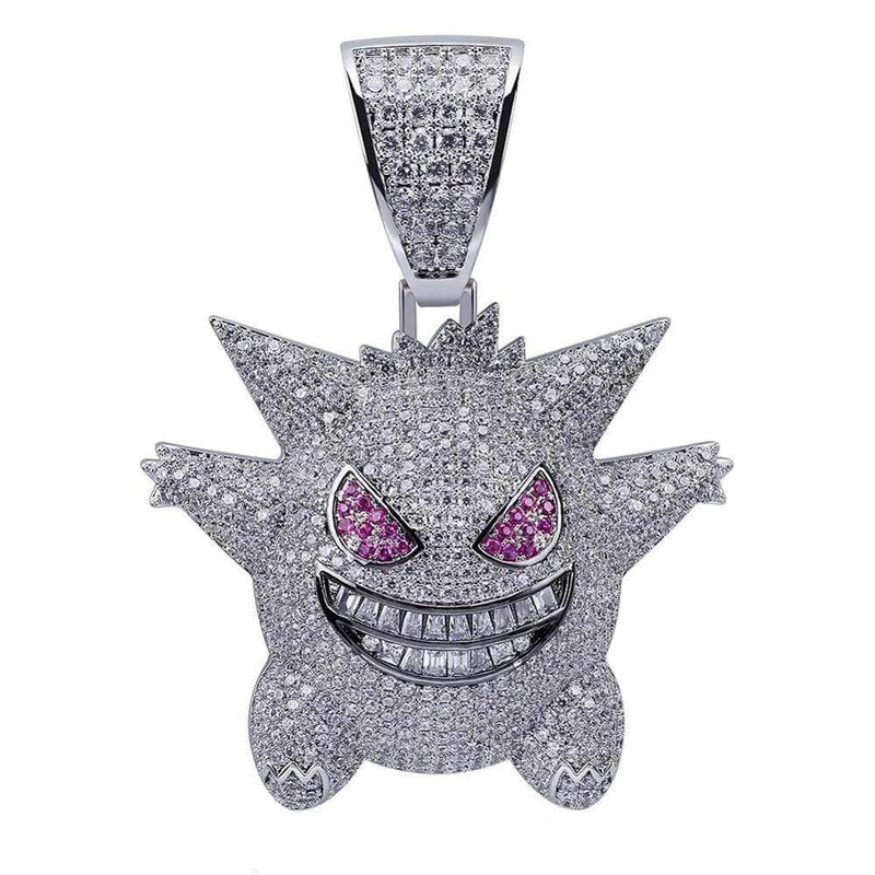 Iced Out Gengar Pendant (White Gold) Iced Up London
