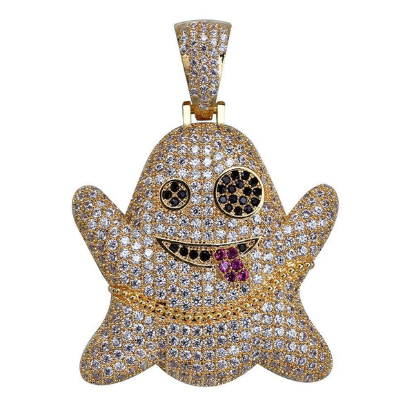 Iced Up London Pendant 14K Gold Plated / Rope Chain / 20inch Iced Out Pendant <br> Ghost <br> (14K Gold)