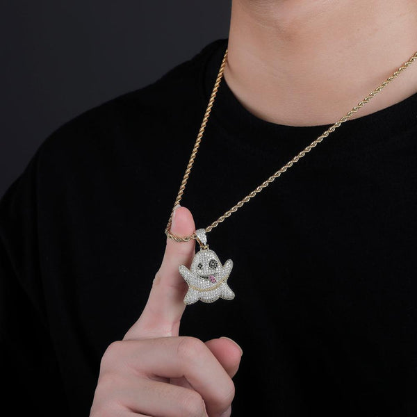 Iced Up London Pendant Iced Out Pendant <br> Ghost <br> (14K Gold)