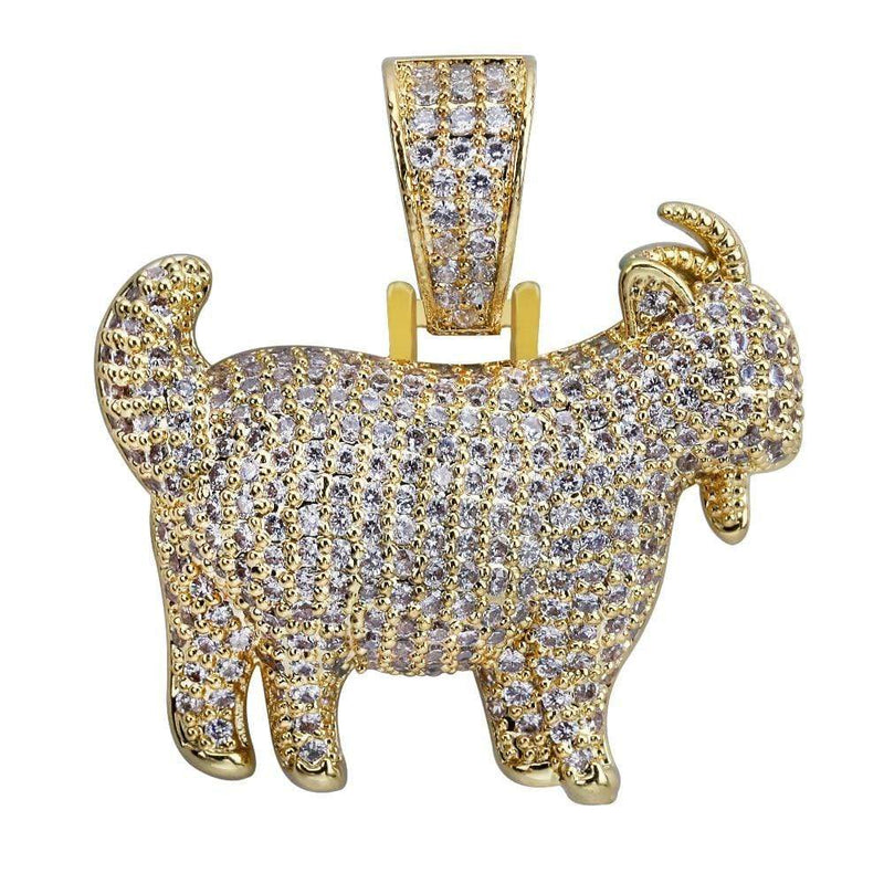 Iced Up London Pendant 18K Gold Plated / Rope Chain / 30 inch Iced Out Pendant <br> Goat <br> (18K Gold)