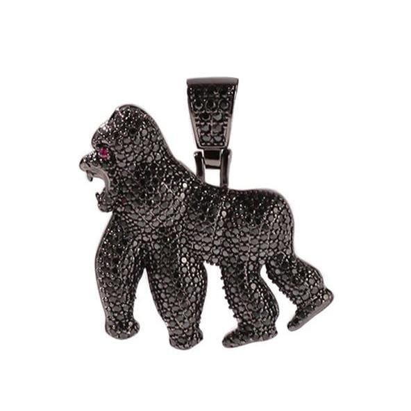 Iced Up London Pendant Black Gold Plated / cuban chain / 18inch Iced Out Pendant <br> Gorilla <br> (Black Gold)