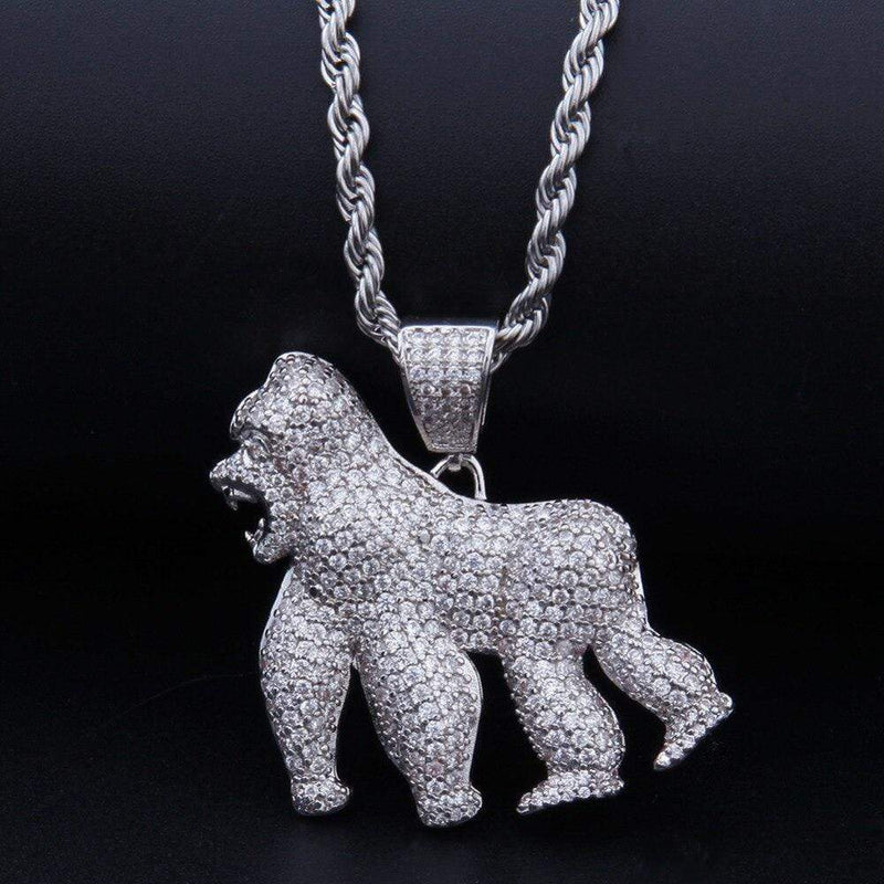 Iced Up London Pendant Iced Out Pendant <br> Gorilla <br> (White Gold)