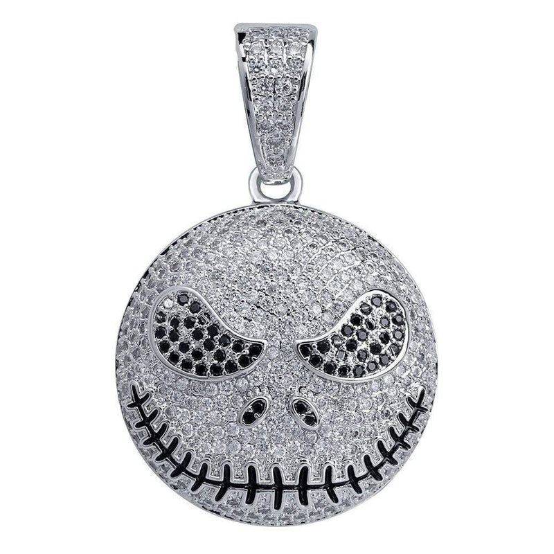 Iced Up London Pendant White Gold Plated / Rope chain / 18inch Iced Out Pendant <br> Jack Skellington <br> (White Gold)