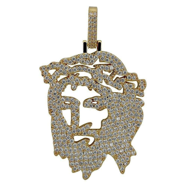 Iced Up London Pendant Iced Out Pendant <br> Jesus Head <br> (18K Gold)