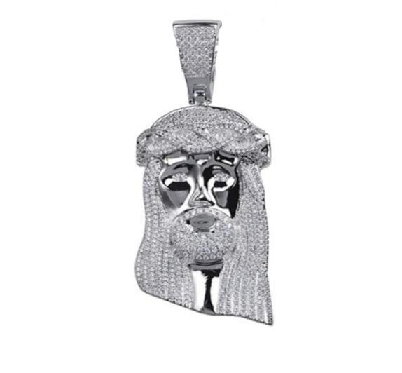 Iced Up London Pendant Rope Chain / 20inch Iced Out Pendant <br> Jesus Piece <br> (White Gold)