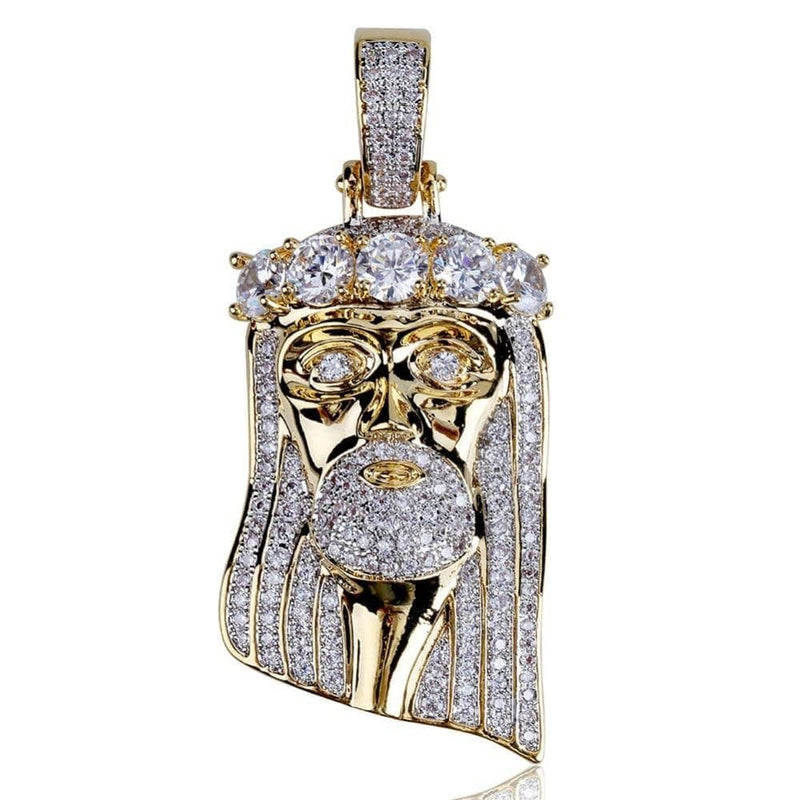 Iced Up London Pendant Rope Chain / 30 inch Iced Out Pendant <br> Jesus Tennis Crown <br> (18K Gold)