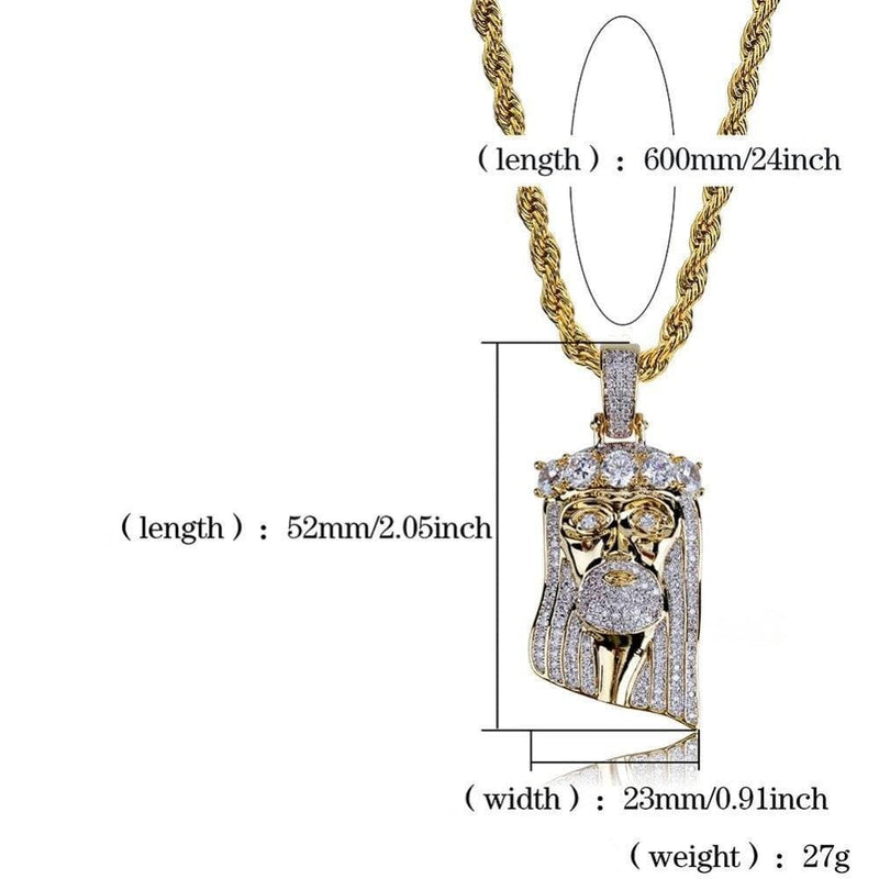 Iced Up London Pendant Iced Out Pendant <br> Jesus Tennis Crown <br> (18K Gold)