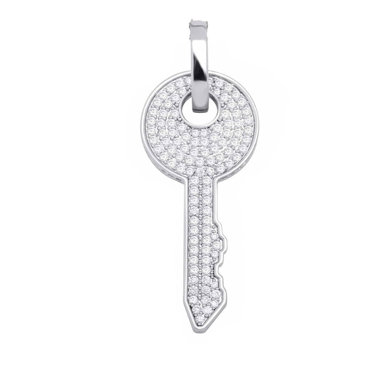 Iced Up London Pendant White Gold Plated / 18inch Iced Out Pendant <br> Key <br> (White Gold)