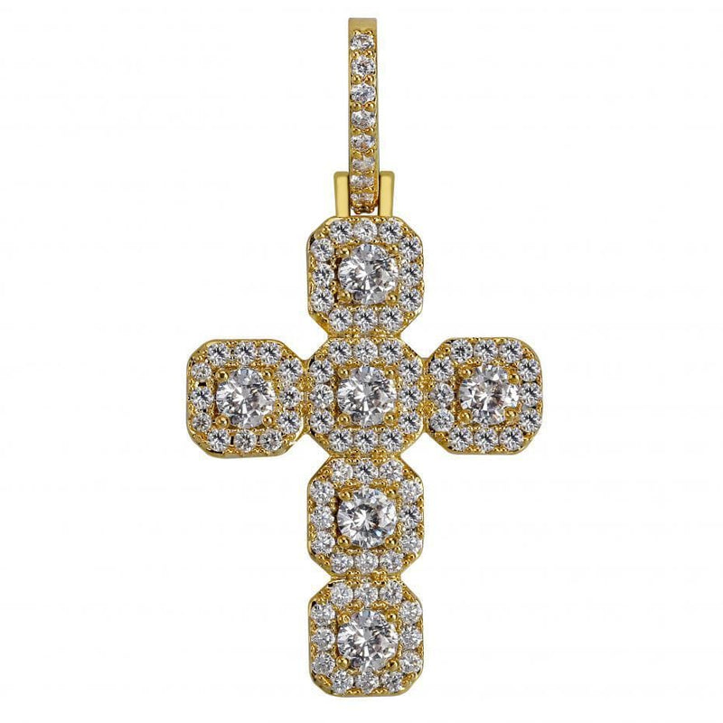 Iced Up London Pendant 18K Gold Plated / Rope Chain / 20 inch Iced Out Pendant <br> Large Cross <br> (18K Gold)
