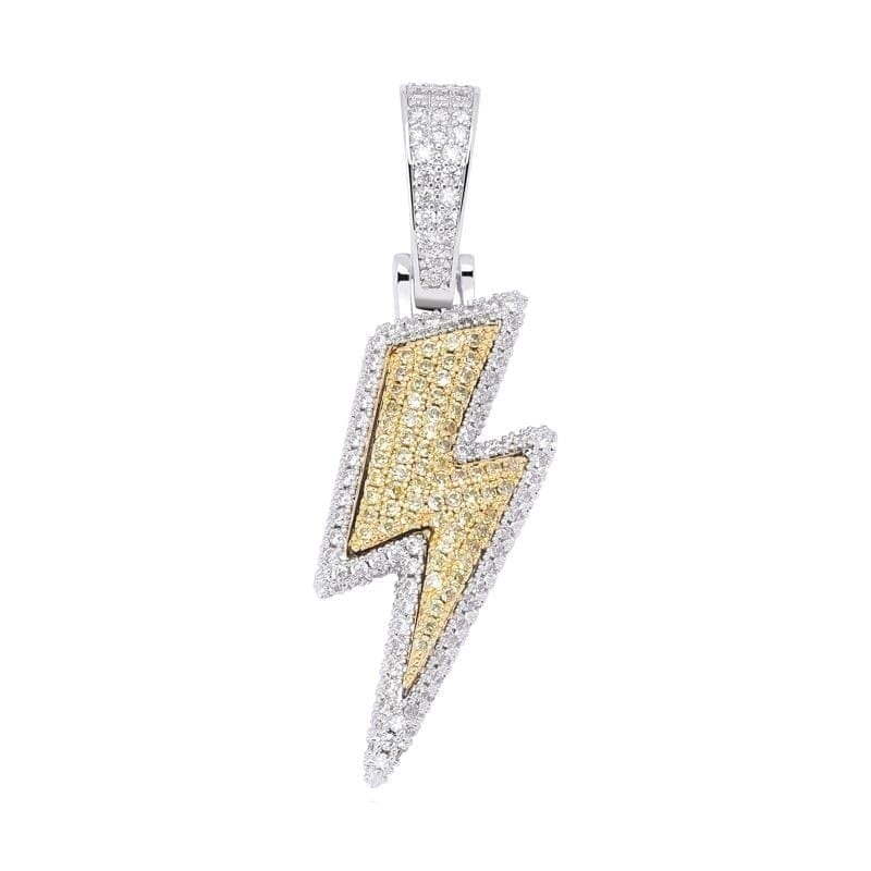 Iced Up London Pendant White Gold Plated / Rope Chain / 20inch Iced Out Pendant <br> Lightning <br> (White Gold)