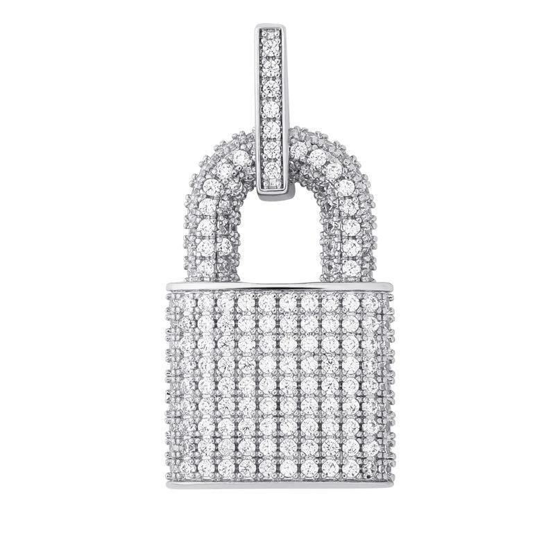 Iced Up London Pendant Iced Out Pendant <br> Lock <br> (White Gold)