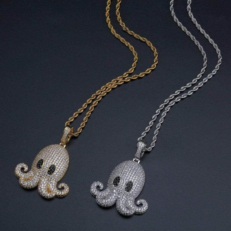 Iced Up London Pendant Iced Out Pendant <br> Octopus <br> (White Gold)