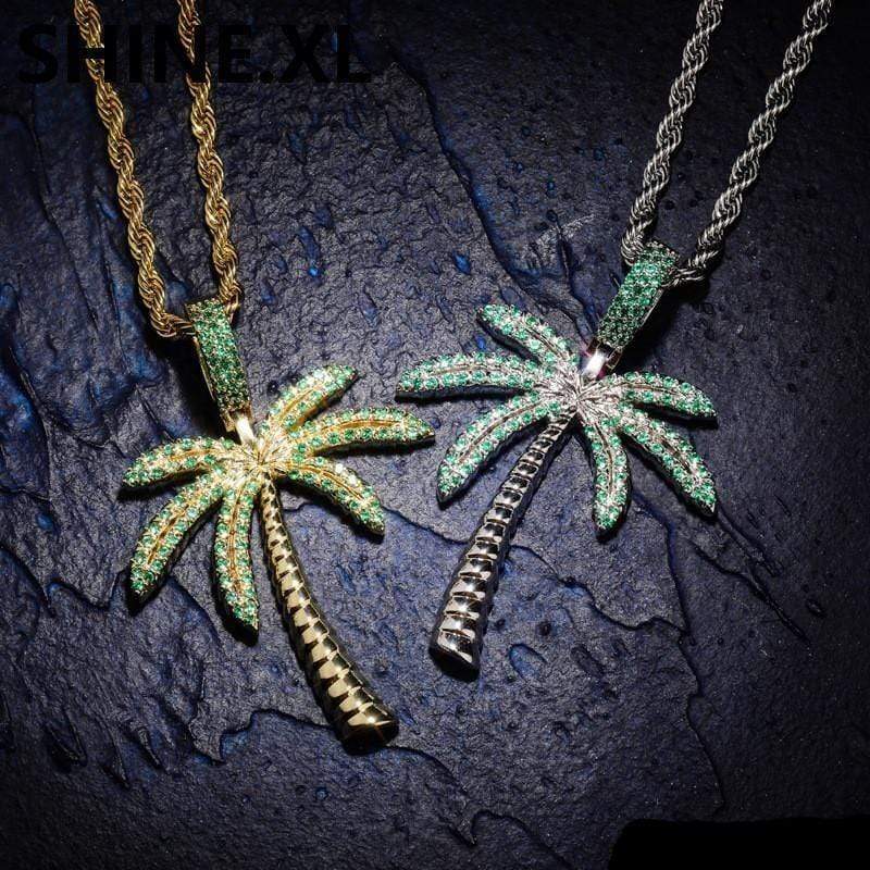 Iced Up London Pendant Iced Out Pendant <br> Palm Tree <br> (White Gold)