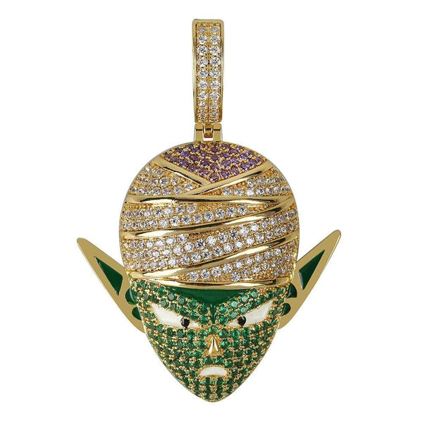 Iced Up London Pendant 14K Gold Plated / Rope Chain / 18 inch Iced Out Pendant <br> Piccolo Dragon Ball Z <br> (14K Gold)
