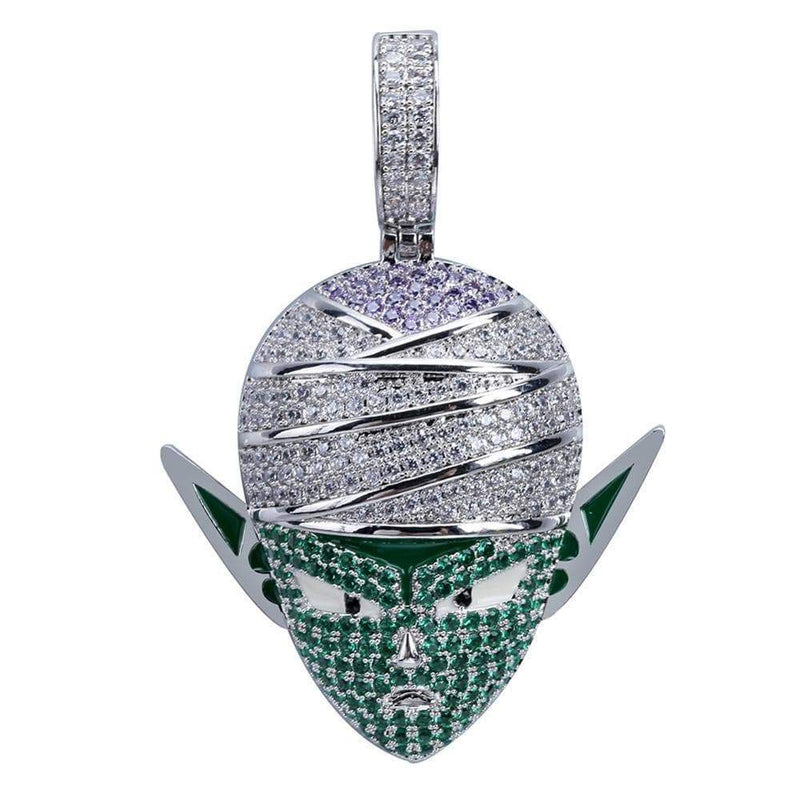 Iced Up London Pendant White Gold Plated / Rope Chain / 18 inch Iced Out Pendant <br> Piccolo Dragon Ball Z <br> (White Gold)