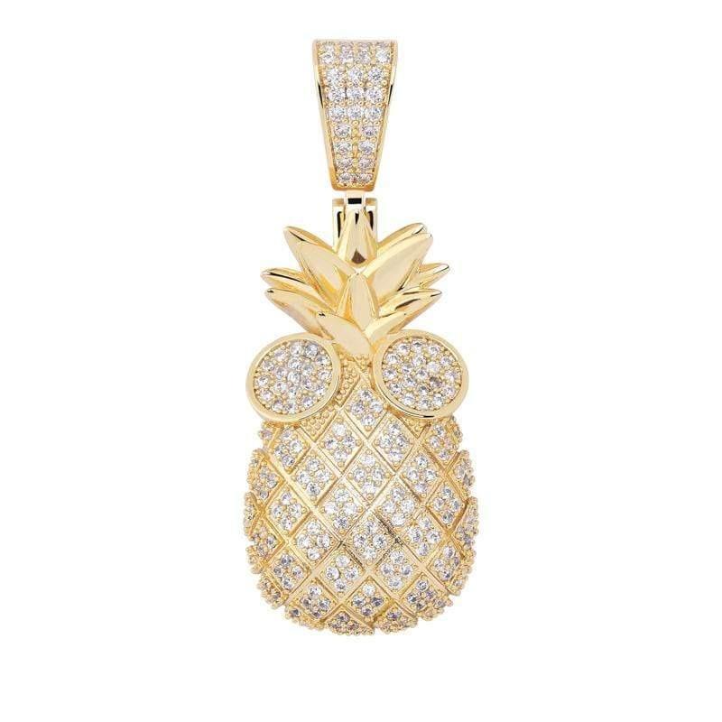 Iced Up London Pendant 18K Gold Plated / Rope chain / 18inch Iced Out Pendant <br> Pineapple <br> (18K Gold)