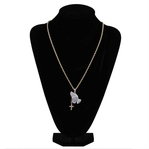 Iced Up London Pendant Iced Out Pendant <br> Praying Hands <br> (18K Gold)