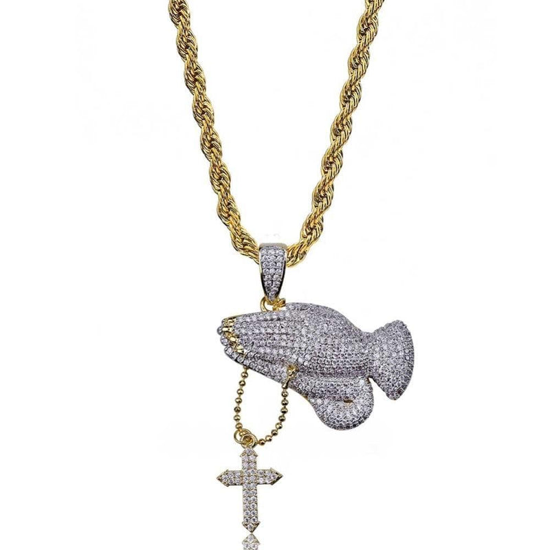 Iced Up London Pendant Iced Out Pendant <br> Praying Hands <br> (18K Gold)