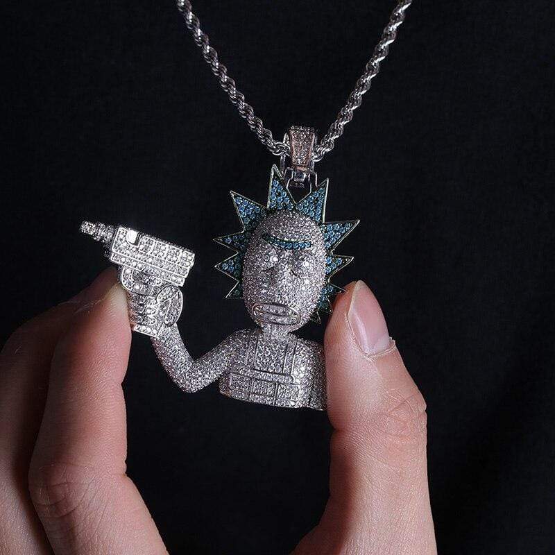 Iced Up London Pendant Iced Out Pendant <br> Rick & Morty <br> (White Gold)