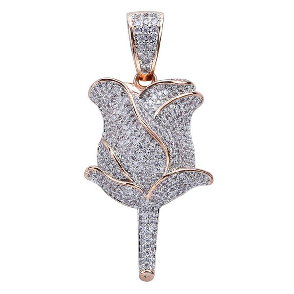 Iced Up London Pendant Iced Out Pendant <br> Rose Flower <br> (Rose Gold)