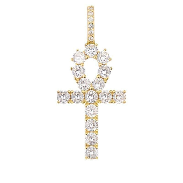 Iced Up London Pendant 18K Gold Plated / Rope chain / 18 inch Iced Out Pendant <br> S925 Ankh <br> (18K Gold)