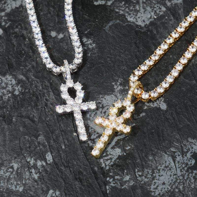 Iced Up London Pendant Iced Out Pendant <br> S925 Ankh <br> (18K Gold)