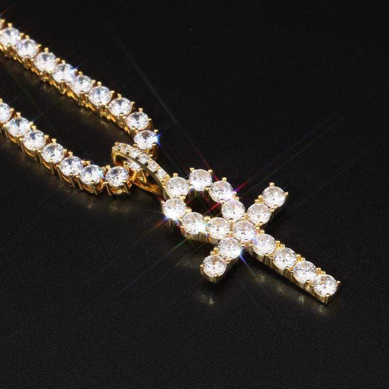 Iced Up London Pendant Iced Out Pendant <br> S925 Ankh <br> (18K Gold)