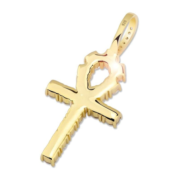 Iced Up London Pendant Iced Out Pendant <br> S925 Ankh <br> (18K Gold)