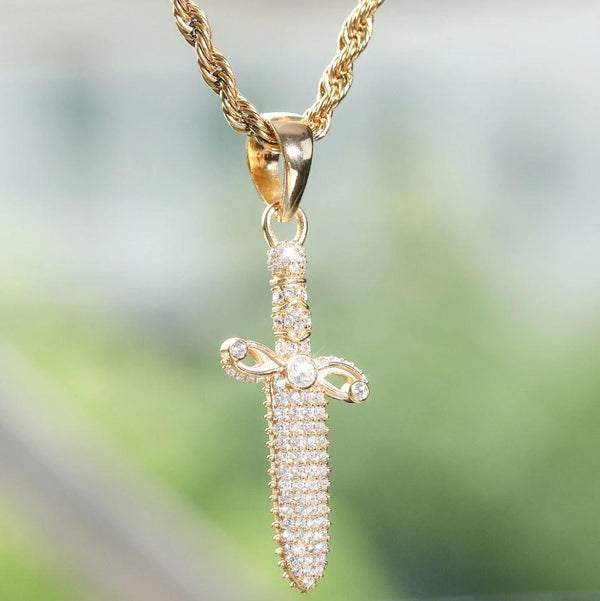 Iced Up London Pendant Iced Out Pendant <br> S925 Dagger <br> (18K Gold)