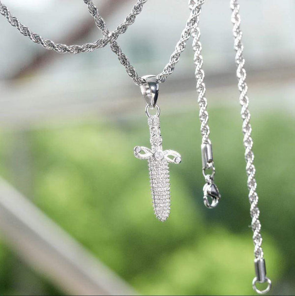 Iced Up London Pendant Iced Out Pendant <br> S925 Dagger <br> (White Gold)