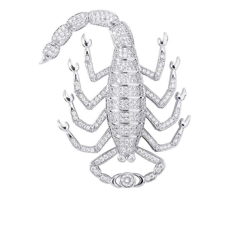Iced Up London Pendant White Gold Plated / Rope Chain / 20inch Iced Out Pendant <br> Scorpion <br> (White Gold)