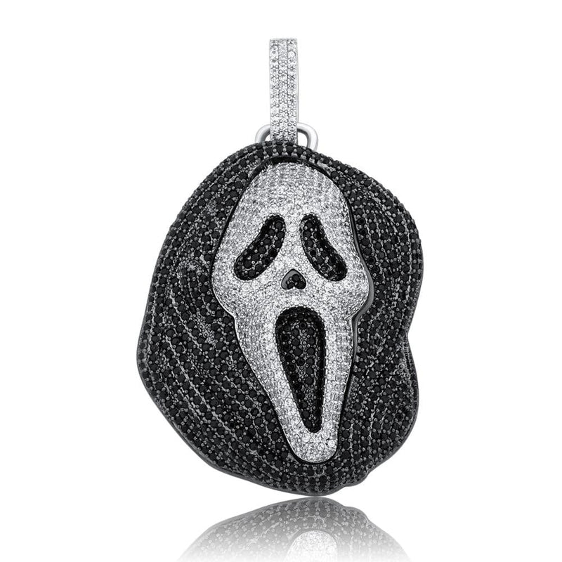 Iced Up London White Gold Plated / Rope chain / 18inch Iced Out Pendant <br> Scream <br> (White Gold)