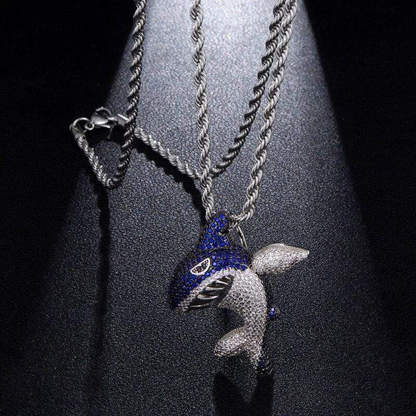 Iced Up London Pendant Iced Out Pendant <br> Shark <br> (White Gold)
