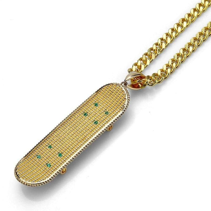 Iced Up London Pendant 14K Gold Plated Iced Out Pendant <br> Skateboard <br> (14K Gold)