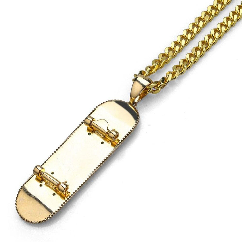 Iced Up London Pendant 14K Gold Plated Iced Out Pendant <br> Skateboard <br> (14K Gold)