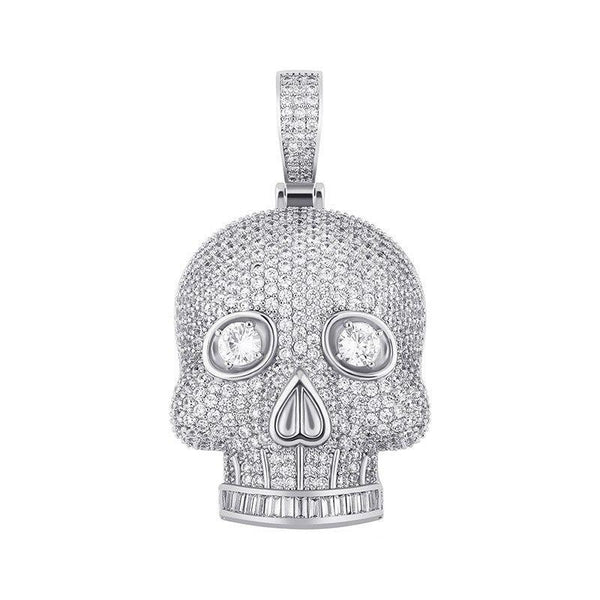 Iced Up London Pendant White Gold Plated / Rope chain / 18inch Iced Out Pendant <br> Skull <br> (White Gold)