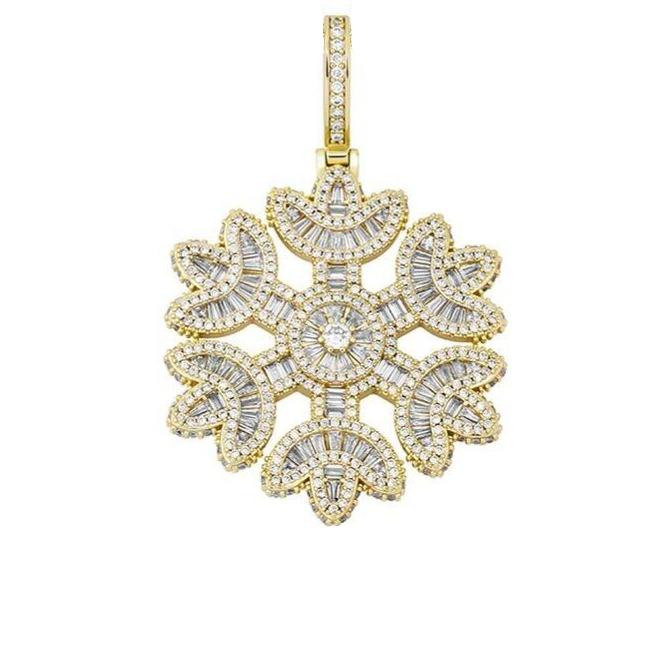 Iced Up London 14K Gold Plated / Rope Chain / 20inch Iced Out Pendant <br> Snowflake <br> (14K Gold)