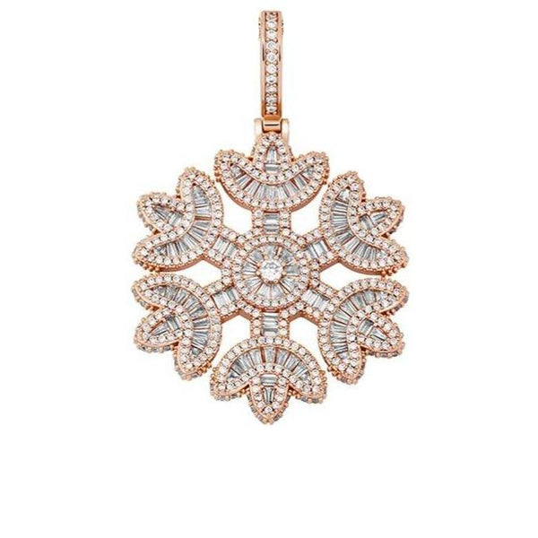 Iced Up London Rose Gold Plated / Rope Chain / 20inch Iced Out Pendant <br> Snowflake <br> (Rose Gold)