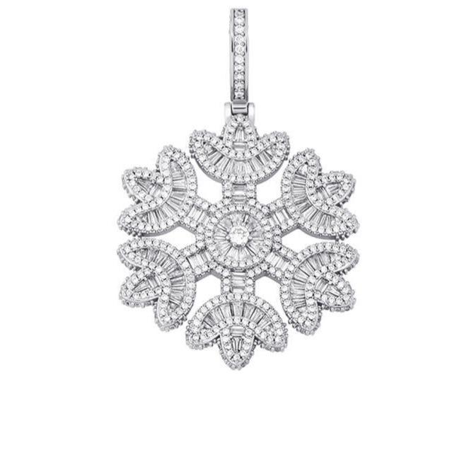 Iced Up London White Gold Plated / Rope Chain / 20inch Iced Out Pendant <br> Snowflake <br> (White Gold)