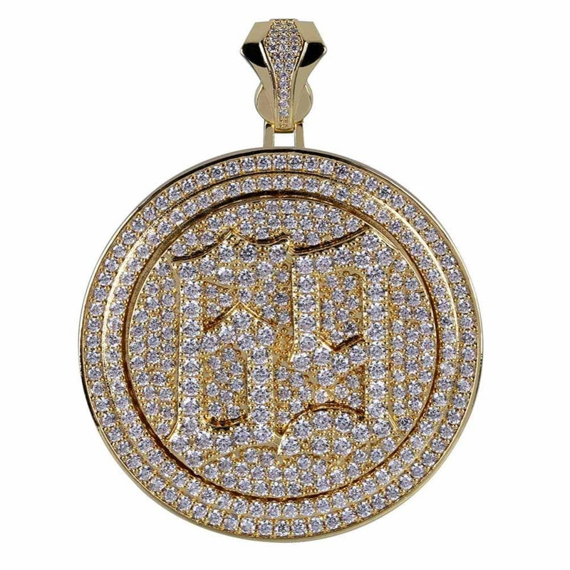 Iced Up London Pendant 18K Gold Plated / Rope Chain / 20 inch Iced Out Pendant <br> Spinning "69" <br> (18K Gold)