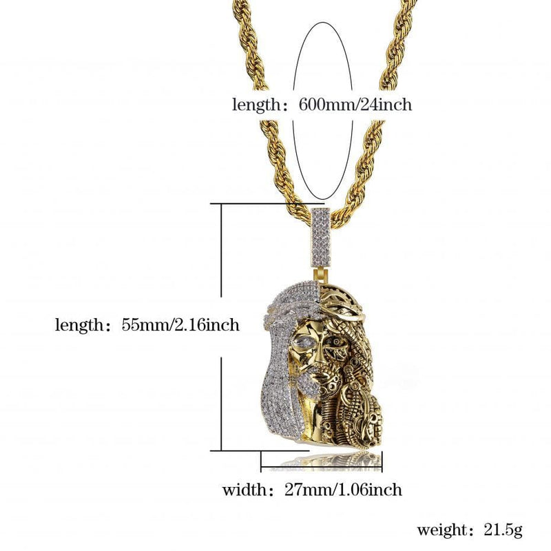 Iced Up London Pendant Iced Out Pendant <br> SteamPunk Jesus <br> (18K Gold)