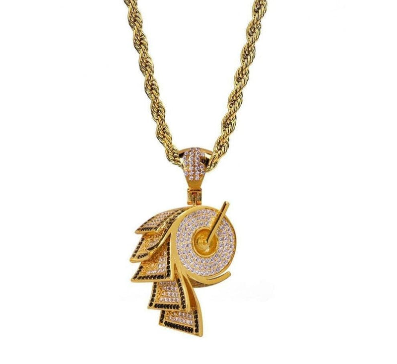 Iced Up London Pendant 24inch rope chain / 18K Gold Plated Iced Out Pendant <br> Toilet Paper <br> (14K Gold)