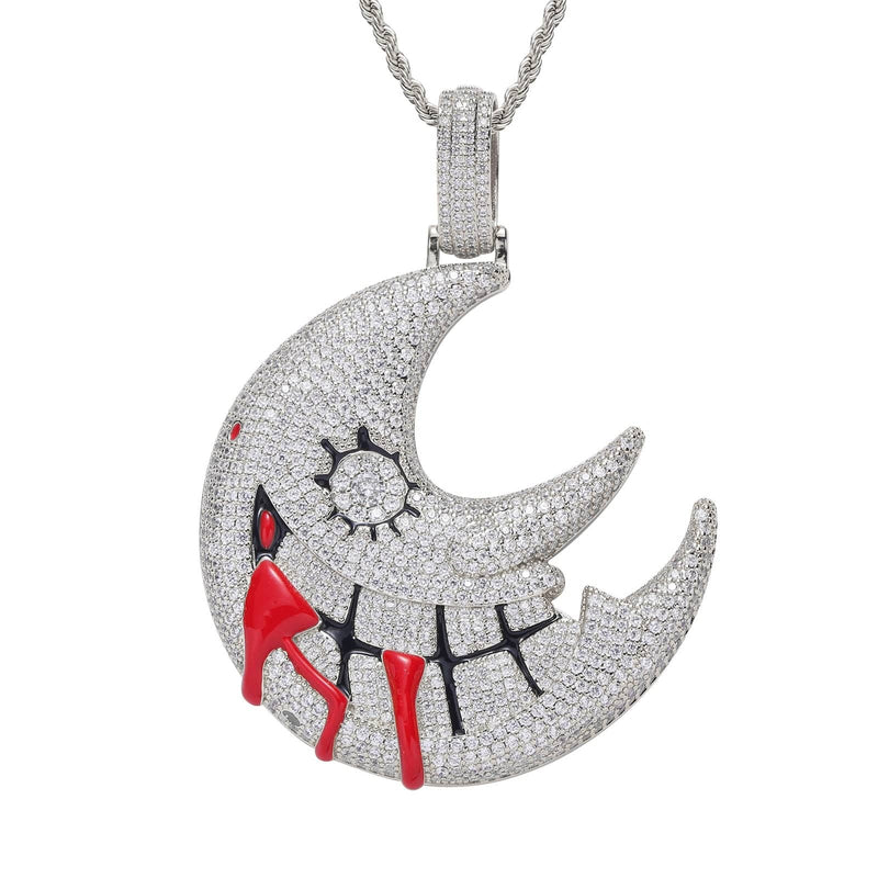 Iced Up London Pendant 14K White Gold PLated Iced Out Pendant <br> Trippie Redd Moon <br> (14K Gold
